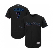 Men's Miami Marlins #7 Deven Marrero Black Alternate Flex Base Authentic Collection Baseball Jersey