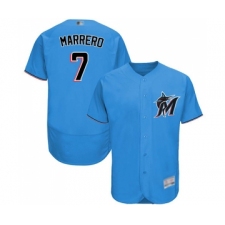 Men's Miami Marlins #7 Deven Marrero Blue Alternate Flex Base Authentic Collection Baseball Jersey