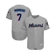 Men's Miami Marlins #7 Deven Marrero Grey Road Flex Base Authentic Collection Baseball Jersey