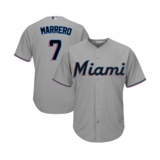 Men's Miami Marlins #7 Deven Marrero Replica Grey Road Cool Base Baseball Jersey