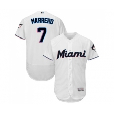 Men's Miami Marlins #7 Deven Marrero White Home Flex Base Authentic Collection Baseball Jersey