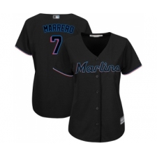 Women's Miami Marlins #7 Deven Marrero Replica Black Alternate 2 Cool Base Baseball Jersey