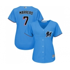 Women's Miami Marlins #7 Deven Marrero Replica Blue Alternate 1 Cool Base Baseball Jersey