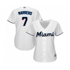 Women's Miami Marlins #7 Deven Marrero Replica White Home Cool Base Baseball Jersey