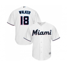 Men's Miami Marlins #18 Neil Walker Replica White Home Cool Base Baseball Jersey