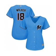Women's Miami Marlins #18 Neil Walker Replica Blue Alternate 1 Cool Base Baseball Jersey
