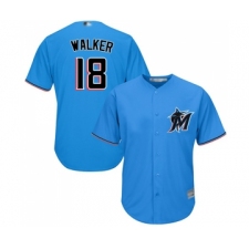 Youth Miami Marlins #18 Neil Walker Replica Blue Alternate 1 Cool Base Baseball Jersey