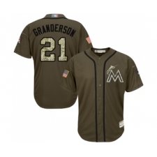 Men's Miami Marlins #21 Curtis Granderson Authentic Green Salute to Service Baseball Jersey