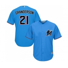 Men's Miami Marlins #21 Curtis Granderson Replica Blue Alternate 1 Cool Base Baseball Jersey