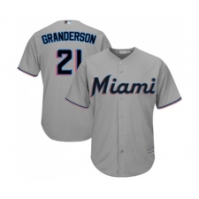 Men's Miami Marlins #21 Curtis Granderson Replica Grey Road Cool Base Baseball Jersey