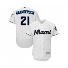 Men's Miami Marlins #21 Curtis Granderson White Home Flex Base Authentic Collection Baseball Jersey