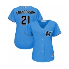 Women's Miami Marlins #21 Curtis Granderson Replica Blue Alternate 1 Cool Base Baseball Jersey