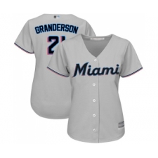 Women's Miami Marlins #21 Curtis Granderson Replica Grey Road Cool Base Baseball Jersey