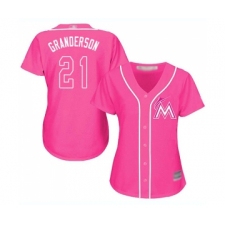 Women's Miami Marlins #21 Curtis Granderson Replica Pink Fashion Cool Base Baseball Jersey