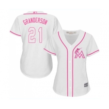 Women's Miami Marlins #21 Curtis Granderson Replica White Fashion Cool Base Baseball Jersey