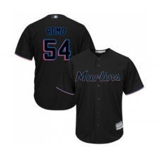 Men's Miami Marlins #54 Sergio Romo Replica Black Alternate 2 Cool Base Baseball Jersey