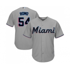 Men's Miami Marlins #54 Sergio Romo Replica Grey Road Cool Base Baseball Jersey