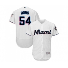 Men's Miami Marlins #54 Sergio Romo White Home Flex Base Authentic Collection Baseball Jersey