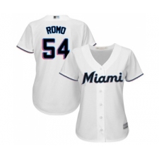 Women's Miami Marlins #54 Sergio Romo Replica White Home Cool Base Baseball Jersey