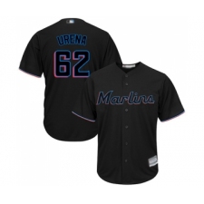 Men's Miami Marlins #62 Jose Urena Replica Black Alternate 2 Cool Base Baseball Jersey