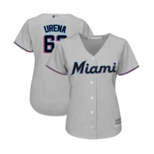 Women's Miami Marlins #62 Jose Urena Replica Grey Road Cool Base Baseball Jersey