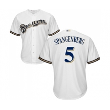 Men's Milwaukee Brewers #5 Cory Spangenberg Replica White Alternate Cool Base Baseball Jersey
