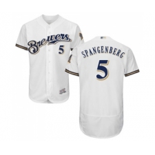Men's Milwaukee Brewers #5 Cory Spangenberg White Alternate Flex Base Authentic Collection Baseball Jersey