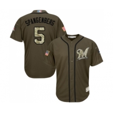Youth Milwaukee Brewers #5 Cory Spangenberg Authentic Green Salute to Service Baseball Jersey