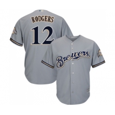 Youth Milwaukee Brewers #12 Aaron Rodgers Replica Grey Road Cool Base Baseball Jersey