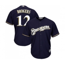Youth Milwaukee Brewers #12 Aaron Rodgers Replica Navy Blue Alternate Cool Base Baseball Jersey