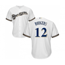 Youth Milwaukee Brewers #12 Aaron Rodgers Replica White Alternate Cool Base Baseball Jersey