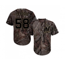 Men's Milwaukee Brewers #58 Alex Claudio Authentic Camo Realtree Collection Flex Base Baseball Jersey