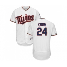Men's Minnesota Twins #24 C. J. Cron White Home Flex Base Authentic Collection Baseball Jersey