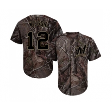 Men's Milwaukee Brewers #12 Alex Wilson Authentic Camo Realtree Collection Flex Base Baseball Jersey