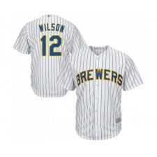 Men's Milwaukee Brewers #12 Alex Wilson Replica White Home Cool Base Baseball Jersey