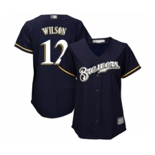 Women's Milwaukee Brewers #12 Alex Wilson Replica Navy Blue Alternate Cool Base Baseball Jersey