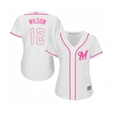 Women's Milwaukee Brewers #12 Alex Wilson Replica White Fashion Cool Base Baseball Jersey