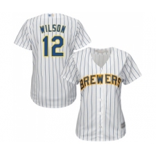 Women's Milwaukee Brewers #12 Alex Wilson Replica White Home Cool Base Baseball Jersey