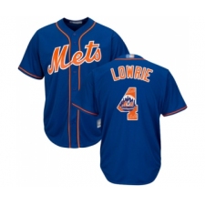 Men's New York Mets #4 Jed Lowrie Authentic Royal Blue Team Logo Fashion Cool Base Baseball Jersey