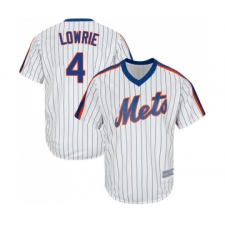 Men's New York Mets #4 Jed Lowrie Replica White Alternate Cool Base Baseball Jersey