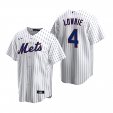 Men's Nike New York Mets #4 Jed Lowrie White 2020 Home Stitched Baseball Jersey