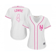 Women's New York Mets #4 Jed Lowrie Authentic White Fashion Cool Base Baseball Jersey
