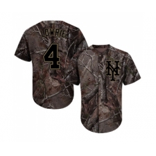 Youth New York Mets #4 Jed Lowrie Authentic Camo Realtree Collection Flex Base Baseball Jersey