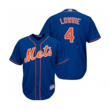Youth New York Mets #4 Jed Lowrie Authentic Royal Blue Alternate Home Cool Base Baseball Jersey