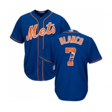 Men's New York Mets #7 Gregor Blanco Authentic Royal Blue Team Logo Fashion Cool Base Baseball Jersey