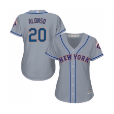 Women's New York Mets #20 Pete Alonso Authentic Grey Road Cool Base Baseball Jersey