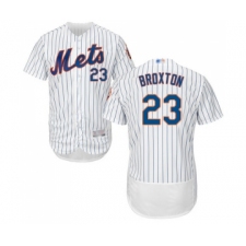Men's New York Mets #23 Keon Broxton White Home Flex Base Authentic Collection Baseball Jersey