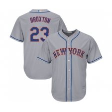 Youth New York Mets #23 Keon Broxton Authentic Grey Road Cool Base Baseball Jersey