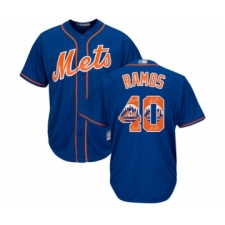 Men's New York Mets #40 Wilson Ramos Authentic Royal Blue Team Logo Fashion Cool Base Baseball Jersey