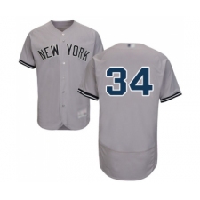 Men's New York Yankees #34 J.A. Happ Grey Road Flex Base Authentic Collection Baseball Jersey